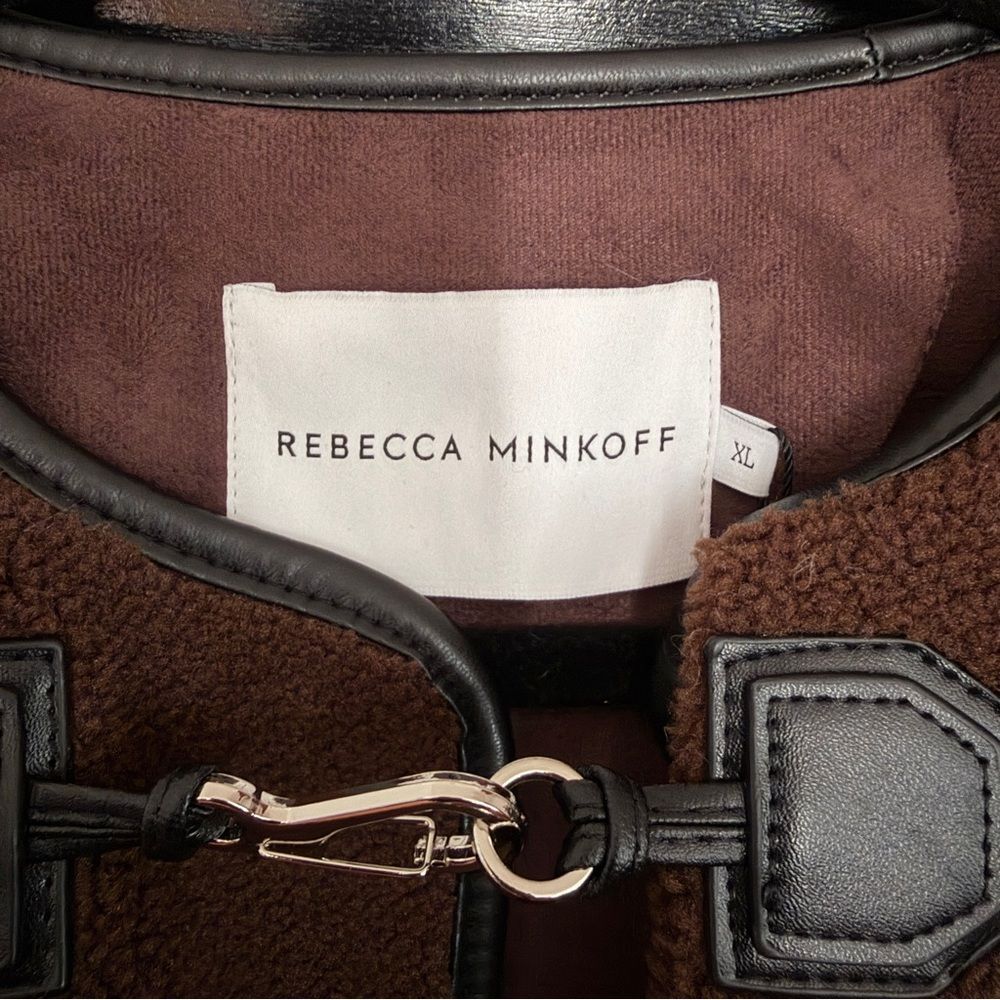 NWT Rebecca Minkoff Chocolate Brown Shearling Toggle Jacket Women’s Size XL - Picture 6 of 11